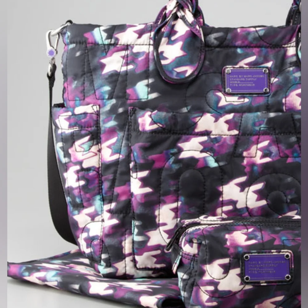 MARC by Marc Jacobs Pretty Nylon Eliz-A-Baby Diaper Bag, Black & Purple Multi